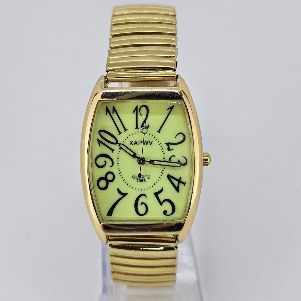 Tankโ Women's Watch 31MM Yellow Dial Gold Stretch Bracelet Band 6" NEW Battery